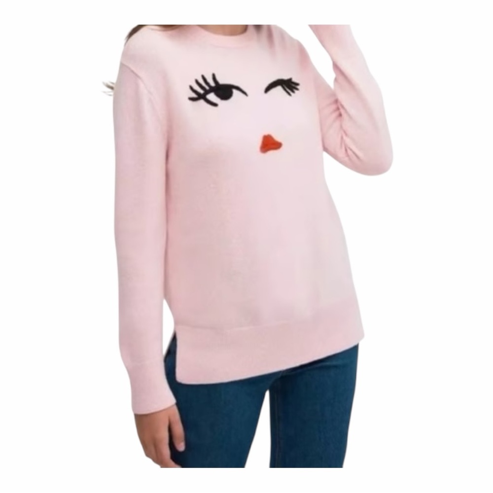 kate spade Pink Sweater with Graphic Design- winky lips
